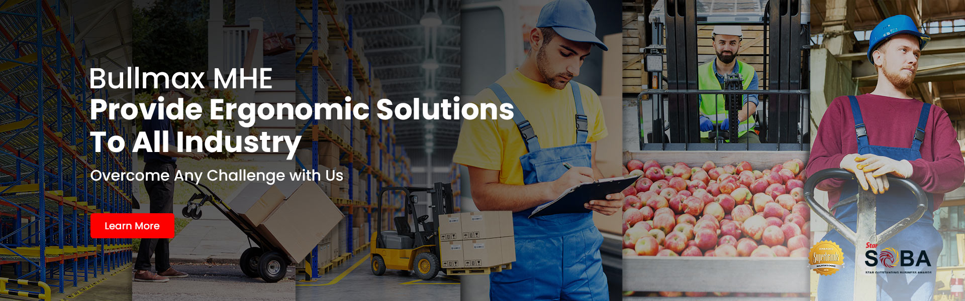 website banner for material handling equipment company